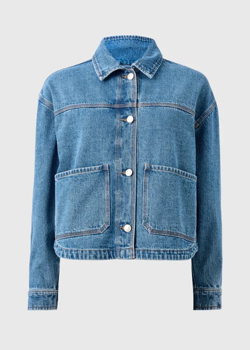 Mid Wash Denim Shacket - Small Image 6