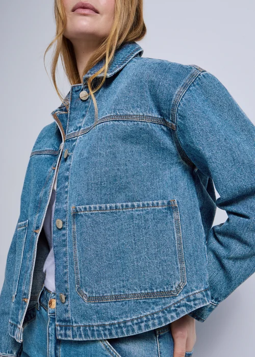 Mid Wash Denim Shacket - Small Image 5