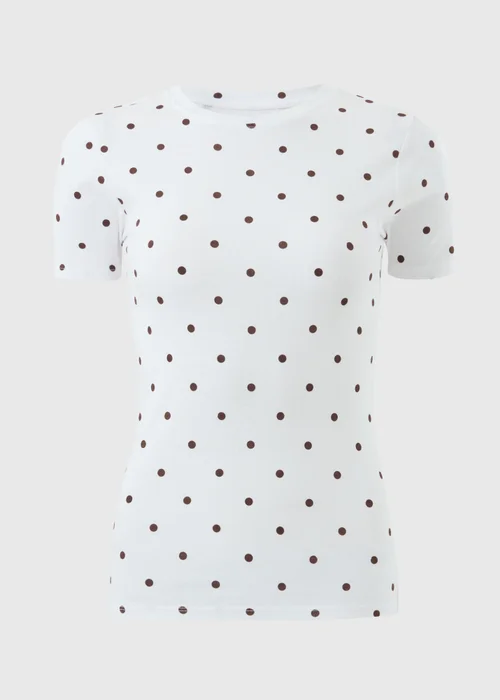 Chocolate Brown Polka Dot Fitted T-Shirt - 24 Image 4