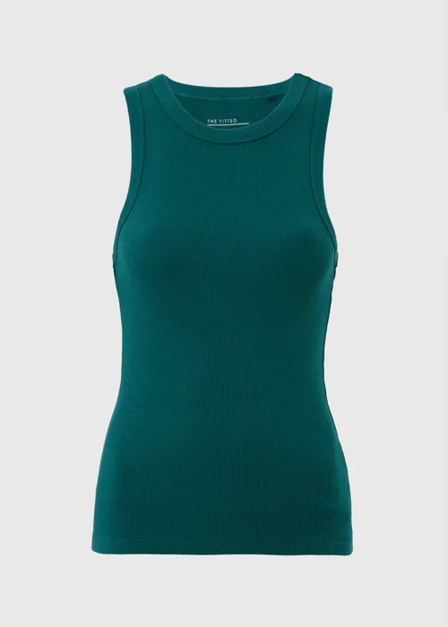 Teal Ribbed High Neck Vest Top - 8 Image 2