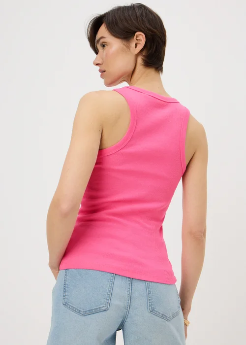 Pink Ribbed High Neck Vest Top - 16 Image 2