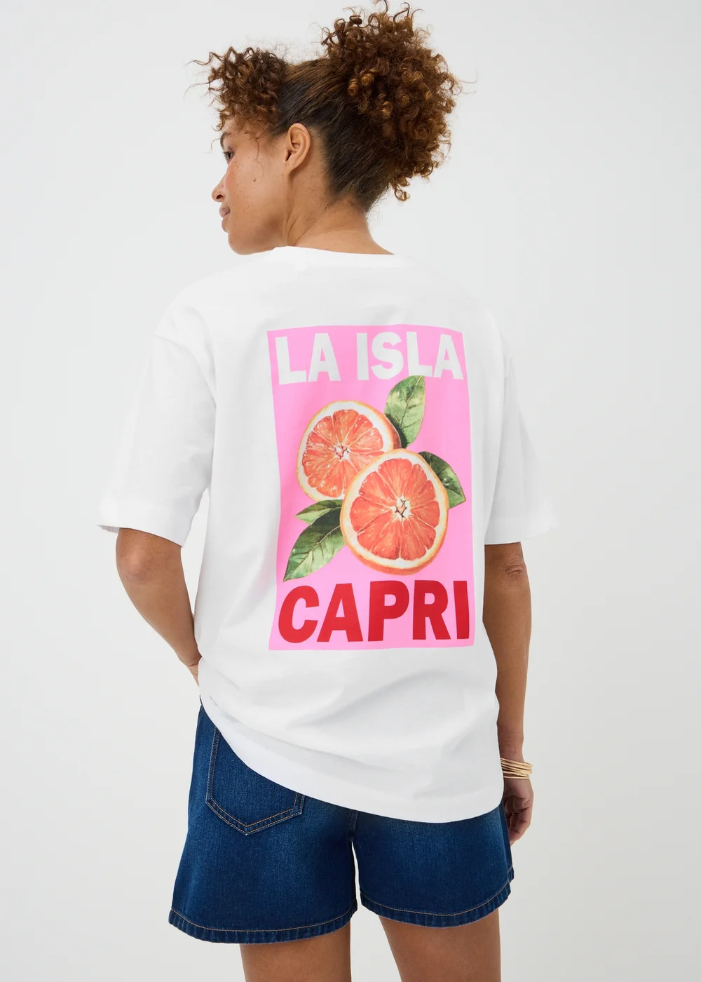 White Capri Back Graphic T-Shirt - L Image 2
