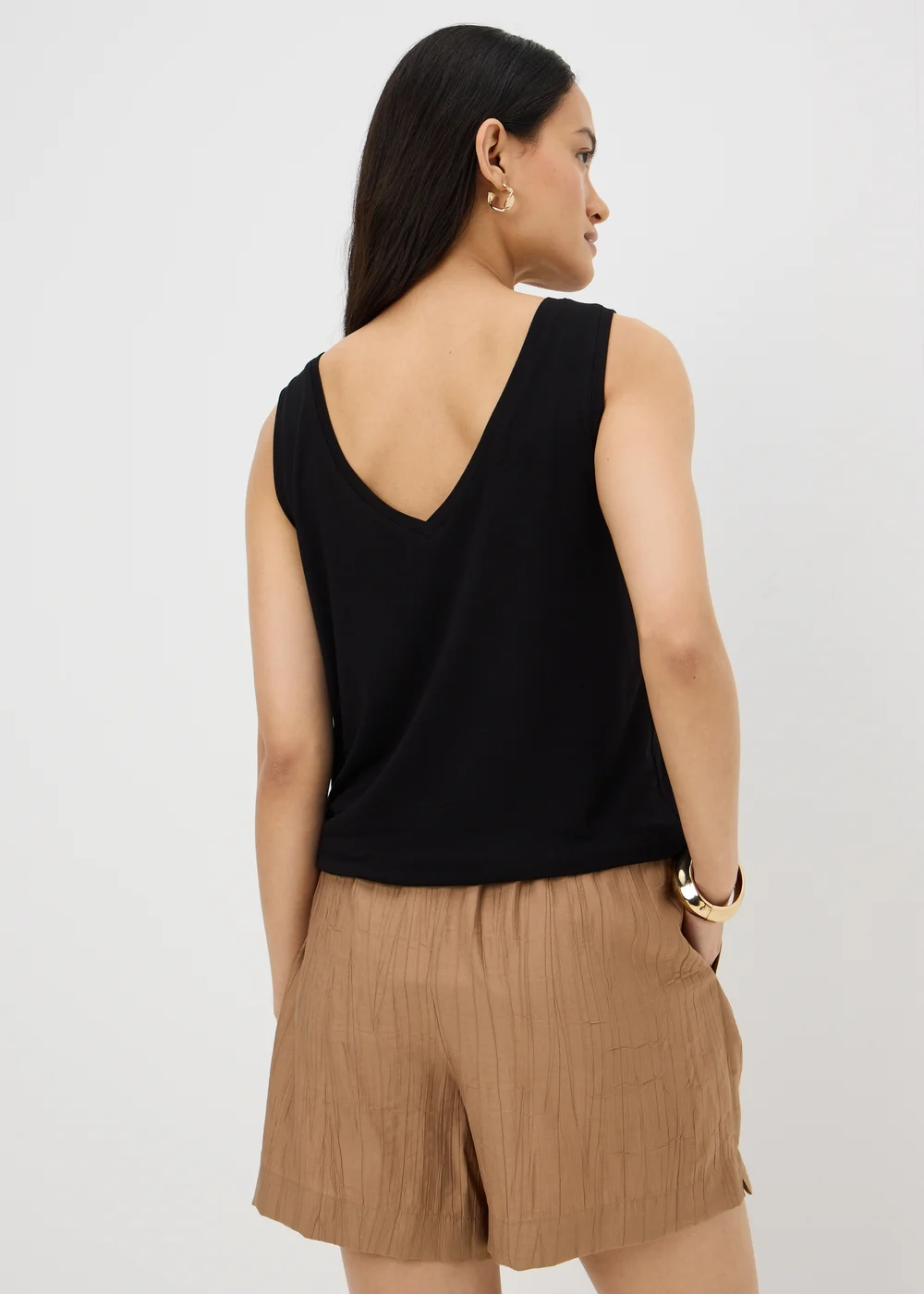 Black V-Neck Vest Top - XL Image 2