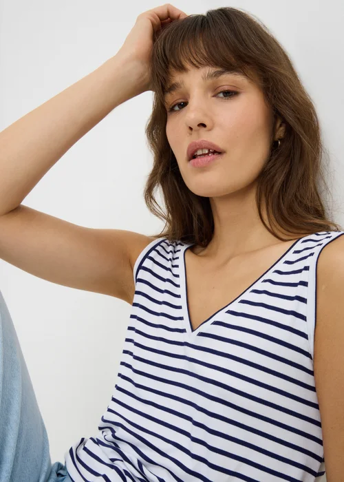 Navy Stripe V-Neck Vest Top - XL Image 2