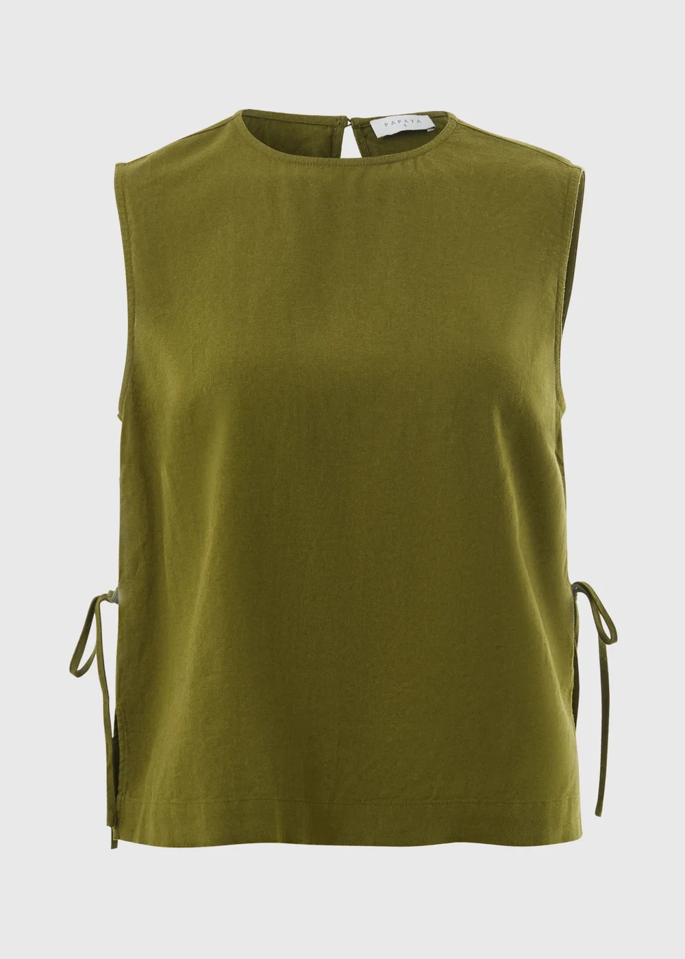 Olive Linen Blend Vest Top - 16 Image 4