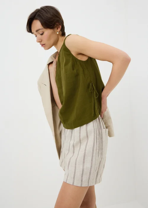 Olive Linen Blend Vest Top - 16 Image 1