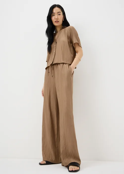 Caramel Crinkle Textured Co Ord Shirt - 8 Image 2