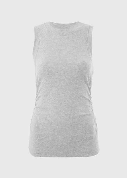 Oatmeal Marl Ruched Side Ribbed Vest Top - 22 Image 2