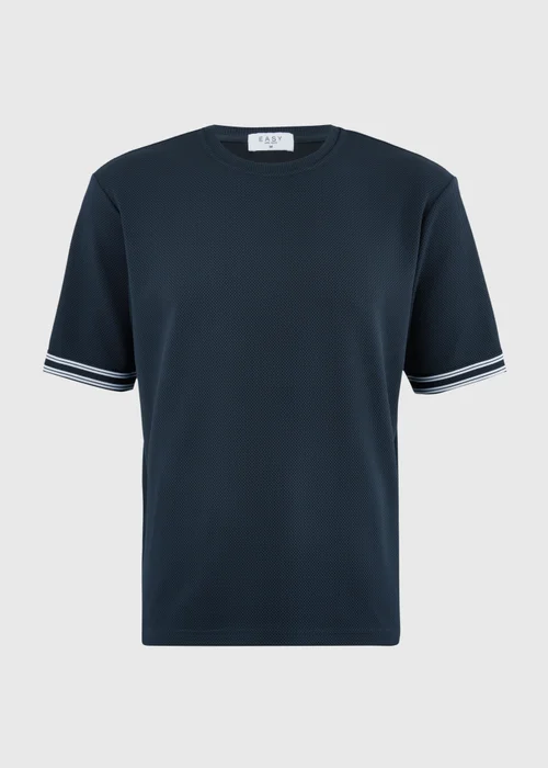 Navy Textured Tape T-Shirt - L Image 4