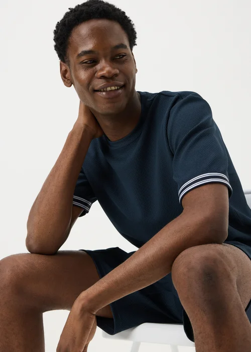 Navy Textured Tape T-Shirt - L Image 1