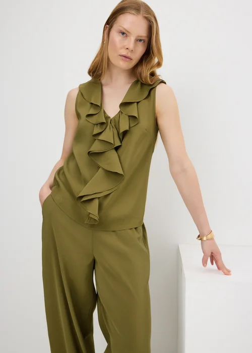 Et Vous Olive Frill Co Ord Vest Top - 8 Image 1
