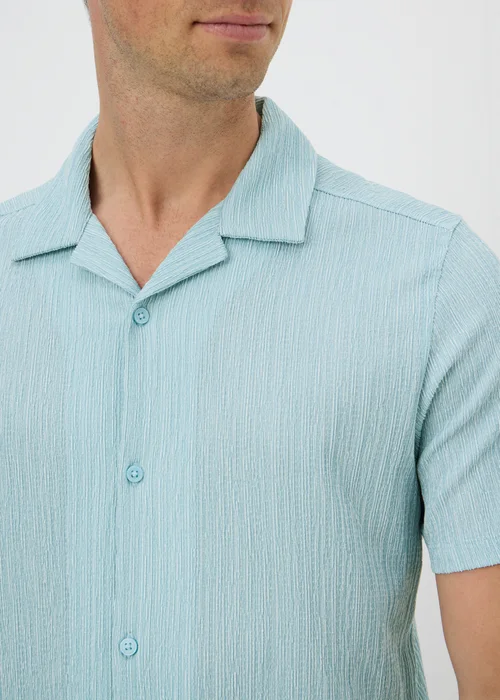 Blue Plisse Textured Co Ord Shirt - L Image 3