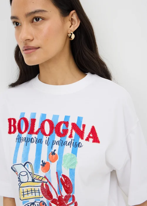 White Bologna Beaded Graphic T-Shirt - 18 Image 2