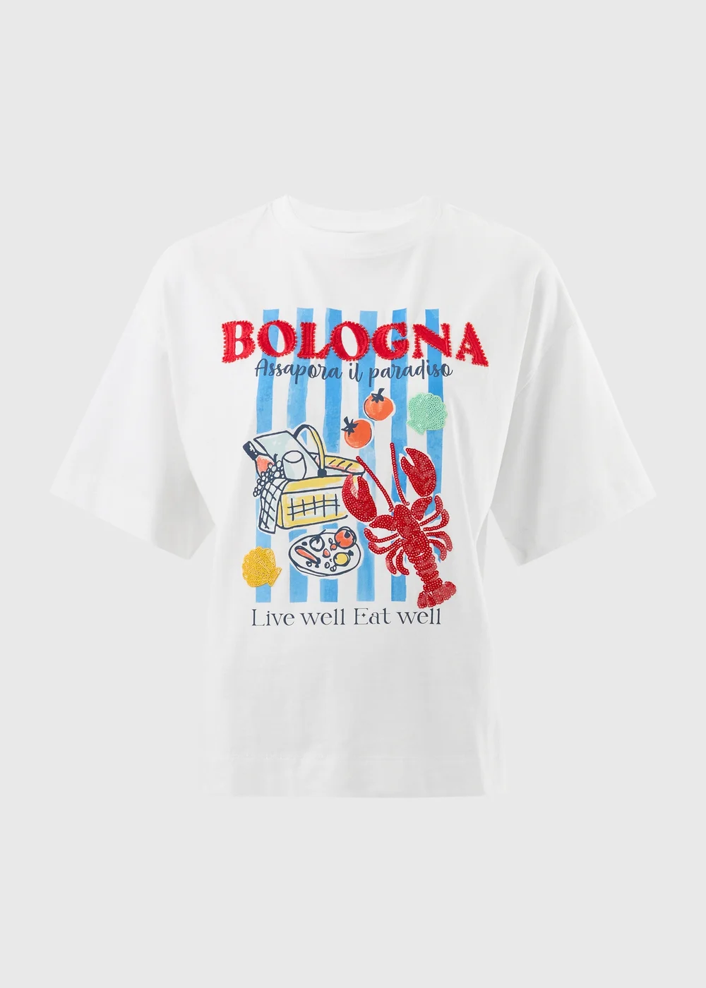 White Bologna Beaded Graphic T-Shirt - 18 Image 3