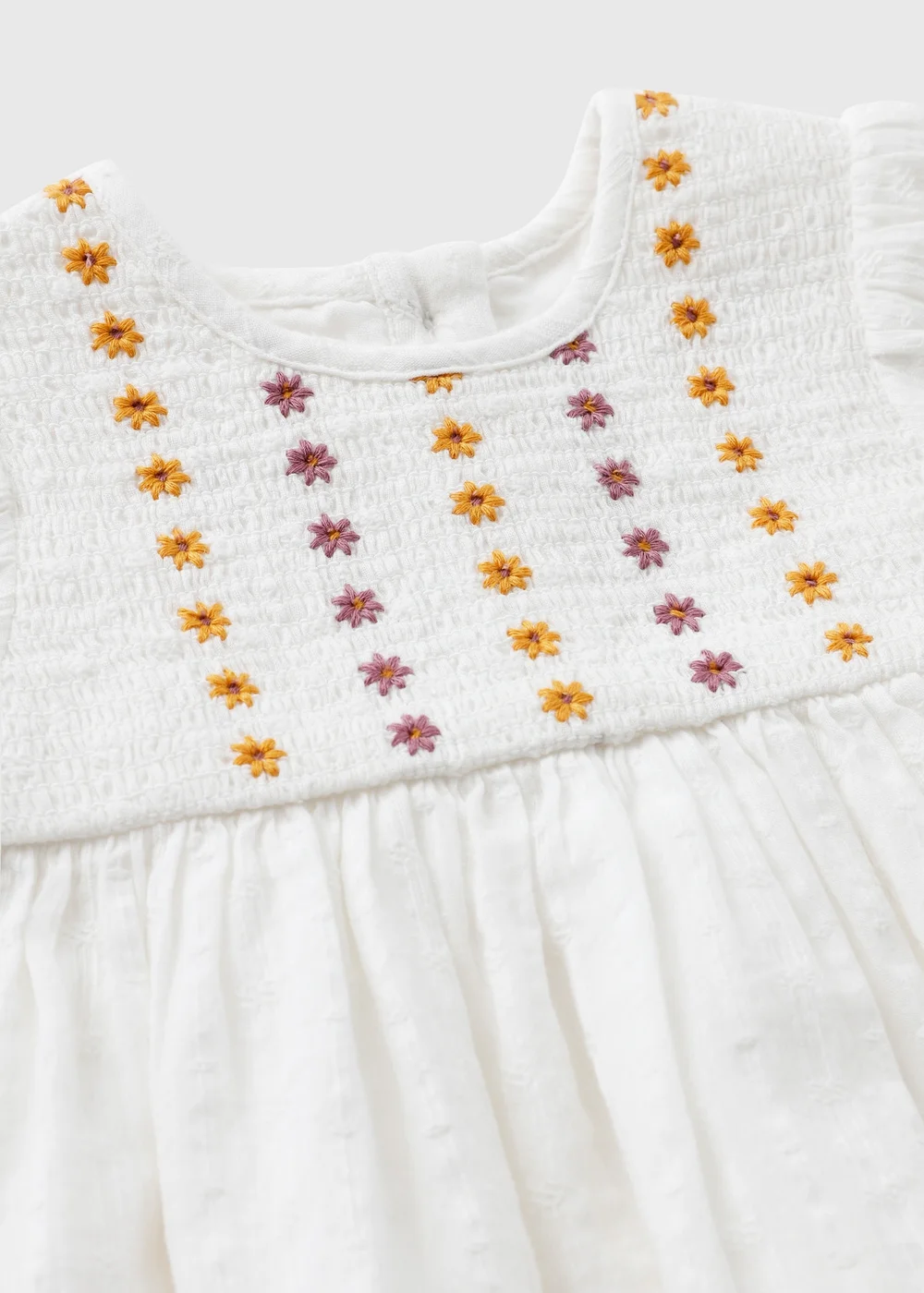 Baby White Floral Embroidered Dress (0-23mths) - Up to 1 Month Image 2