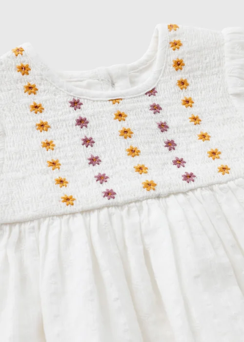 Baby White Floral Embroidered Dress (0-23mths) - Up to 1 Month Image 2