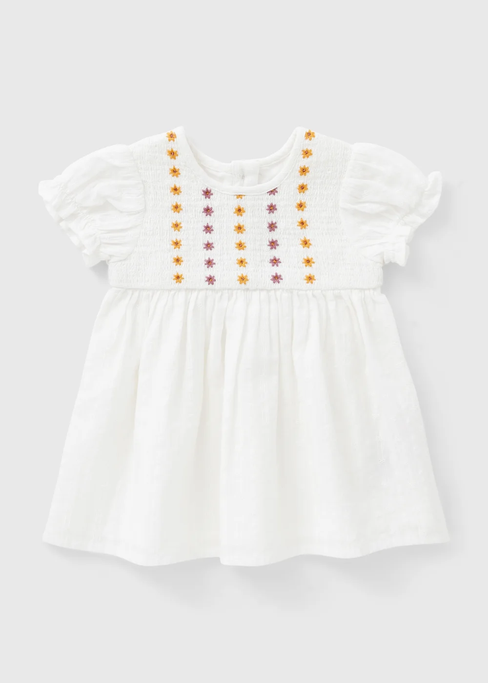 Baby White Floral Embroidered Dress (0-23mths) - Up to 1 Month Image 1