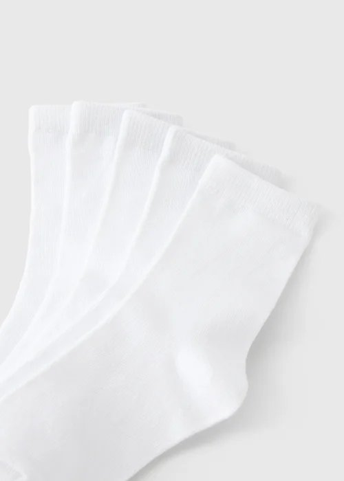 5 Kids White Plain Crew Socks - 6-8.5 Image 2
