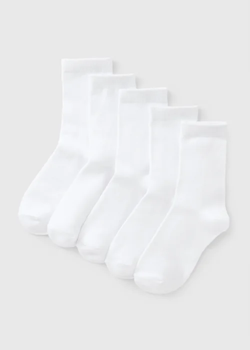5 Kids White Plain Crew Socks - 6-8.5 Image 1