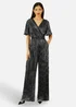 Yumi Black Metallic Pleated Jumpsuit With V Neck - 12 Image 1