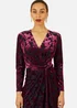 Yumi Burgundy Velour Stretch Midi Dress With Long Sleeves - 14 Image 3
