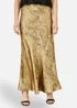 Yumi Gold Satin Midi Skirt - Size 10 Image 2