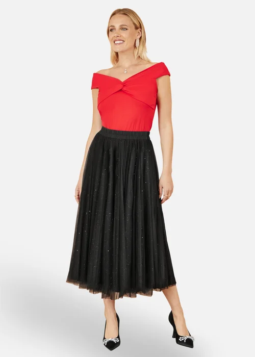 Yumi Black Sparkle Mesh Tulle Skirt - Size 16 Image 1