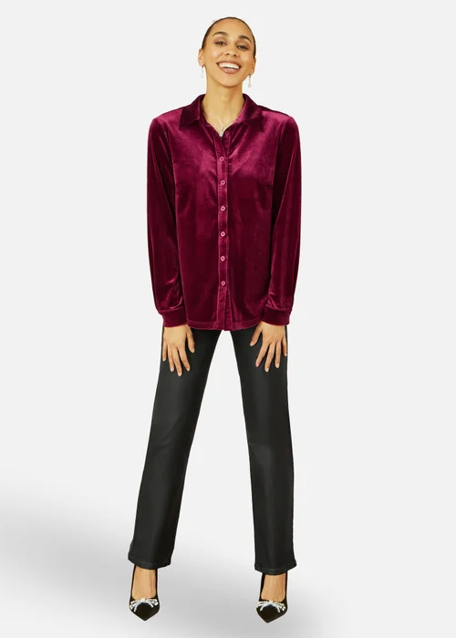 Yumi Burgundy Velvet Relaxed Fit Shirt - Size 16 Image 1