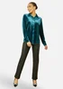 Yumi Teal Velvet Relaxed Fit Shirt - Size 12 Image 3