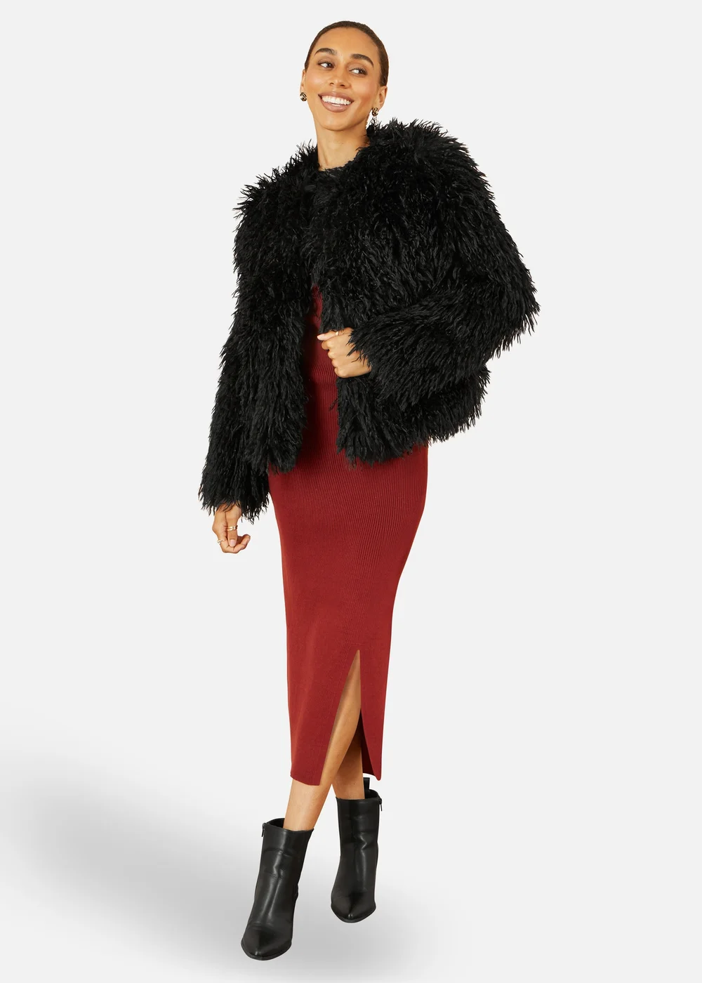 Yumi Black Lux Long Hair Fur Coat - 12 Image 1