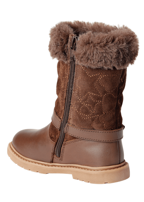 ToeZone Girls Brown Sara Fur Warm Winter Boot - Size 9 Infants Footwear Image 4