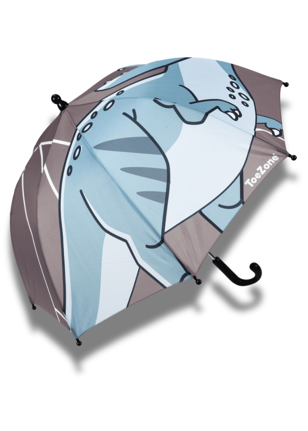 ToeZone Boys Grey Dinosaur Waterproof Umbrella - One Size Image 1