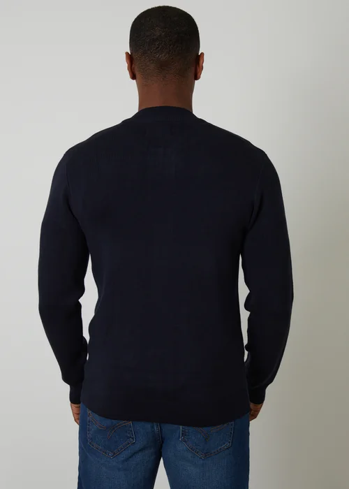 Threadbare Navy Bomber-Style Knitted Zip Through Cardigan - XXL Image 2