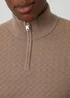 Threadbare Natural Textured Cable Knit Quarter Zip Jumper - Medium Image 4