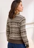 Cotton Traders Cappucino Fair Isle Cardigan - Size 12 Image 2