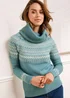 Cotton Traders Mint Fair Isle Relaxed Roll Neck Jumper - Size 22 Image 3