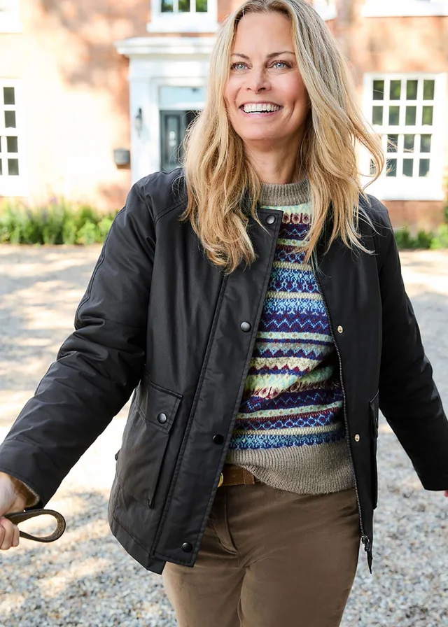 Cotton Traders Black Wax Look Jacket