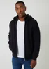 Threadbare Navy Cable Knit Microfleece Lined Zip Through Hoodie - Large Image 1