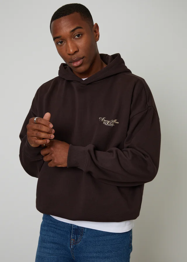 Threadbare Chocolate Graphic Print Hoodie