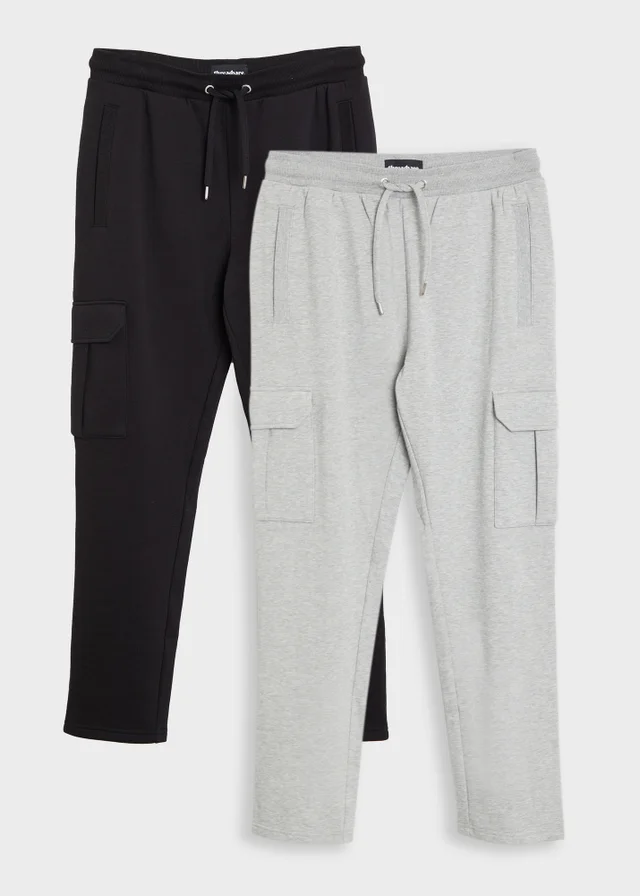 Threadbare Black 2 Pack Cargo Joggers