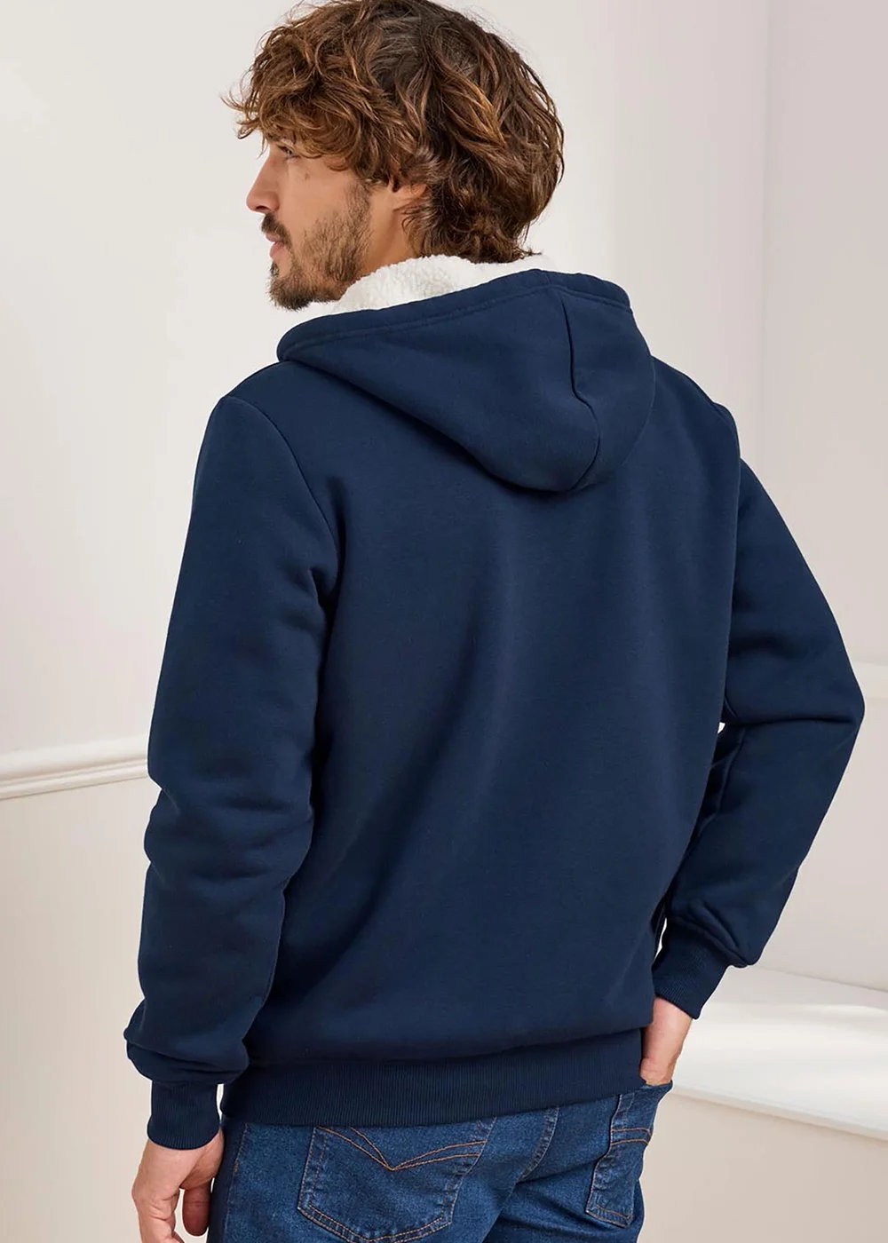 Cotton Traders Dark Blue Fleece Lined Zip Through Jersey Jacket - XXL Image 2