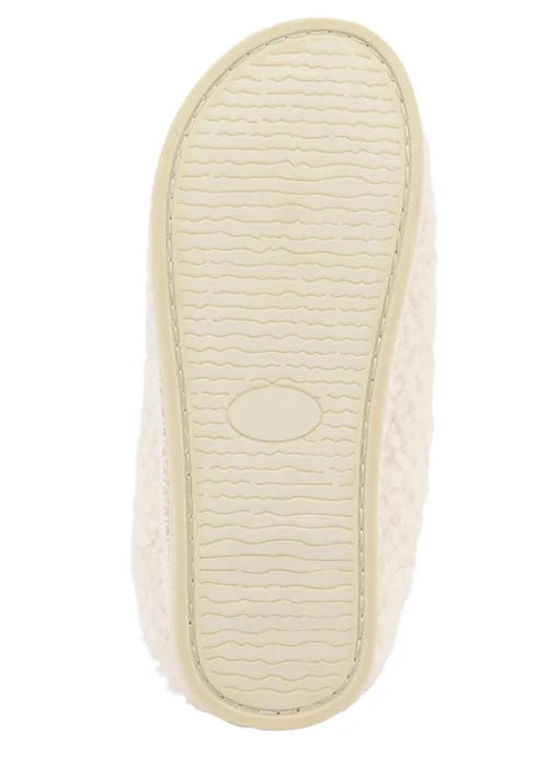 Cotton Traders Warm Cream Borg Slippers - Size 8 Image 3
