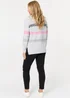 Izabel London Grey Striped High Neck Boxy Jumper - 16 Image 2