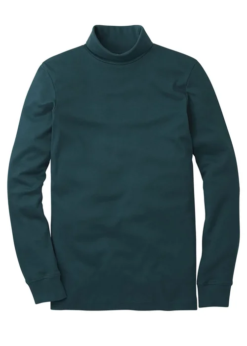 Cotton Traders Bright Teal Long Sleeve Roll Neck Top - Medium Image 1