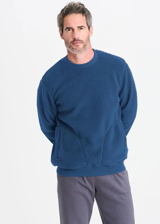 Cotton Traders Pale Blue Cosy Fleece Crew Neck