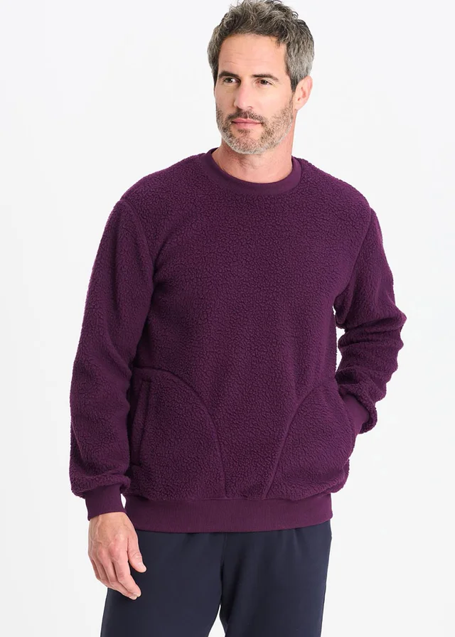 Cotton Traders Aubergine Cosy Fleece Crew Neck