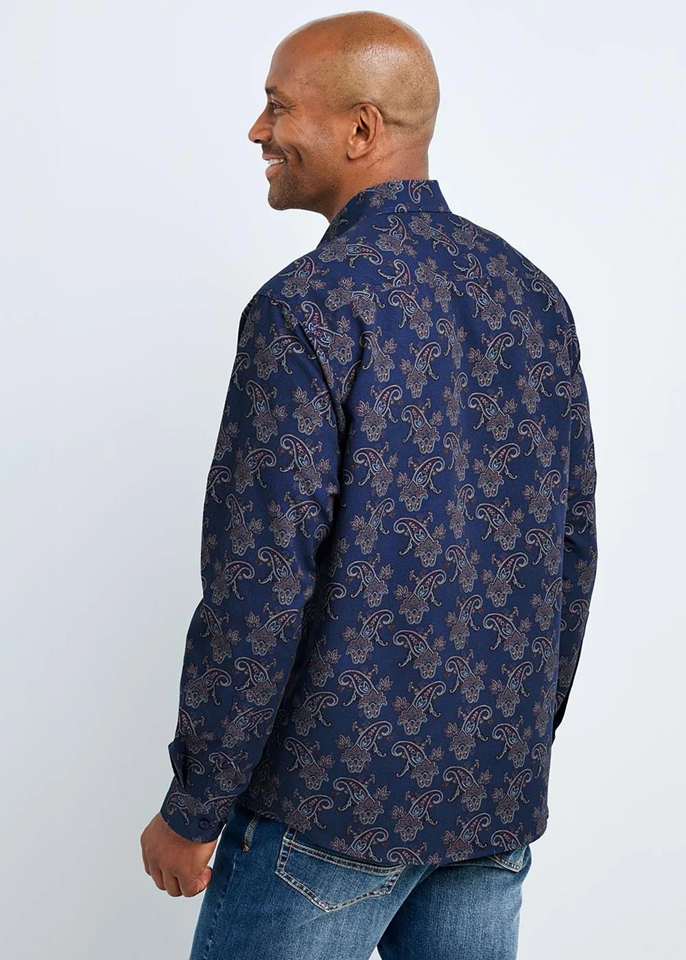Cotton Traders Dark Blue Guinness Long Sleeve Soft Touch Paisley Print Shirt - 3XL Image 2
