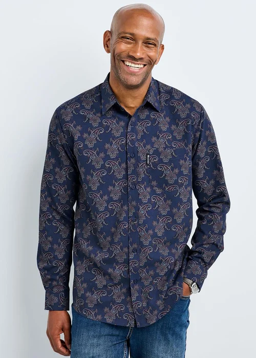 Cotton Traders Dark Blue Guinness Long Sleeve Soft Touch Paisley Print Shirt - 3XL Image 4