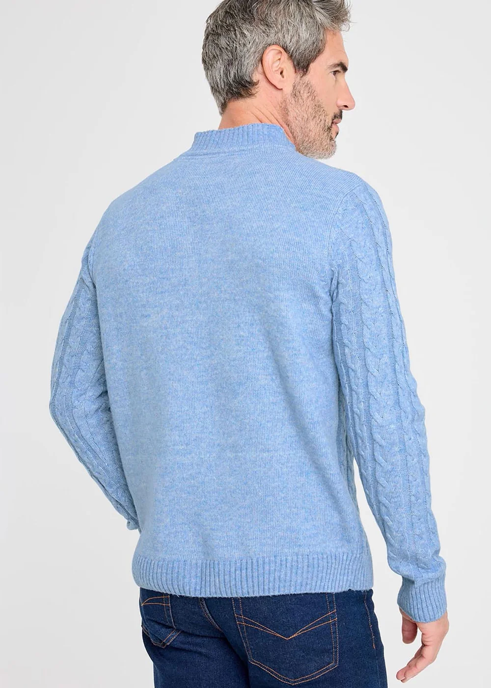 Cotton Traders Light Blue Cable Knit Turtleneck - Large Image 2