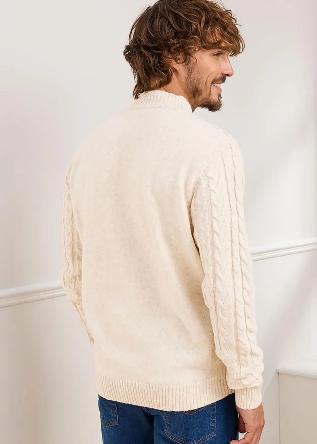 Cotton Traders Linen Cable Knit Turtleneck